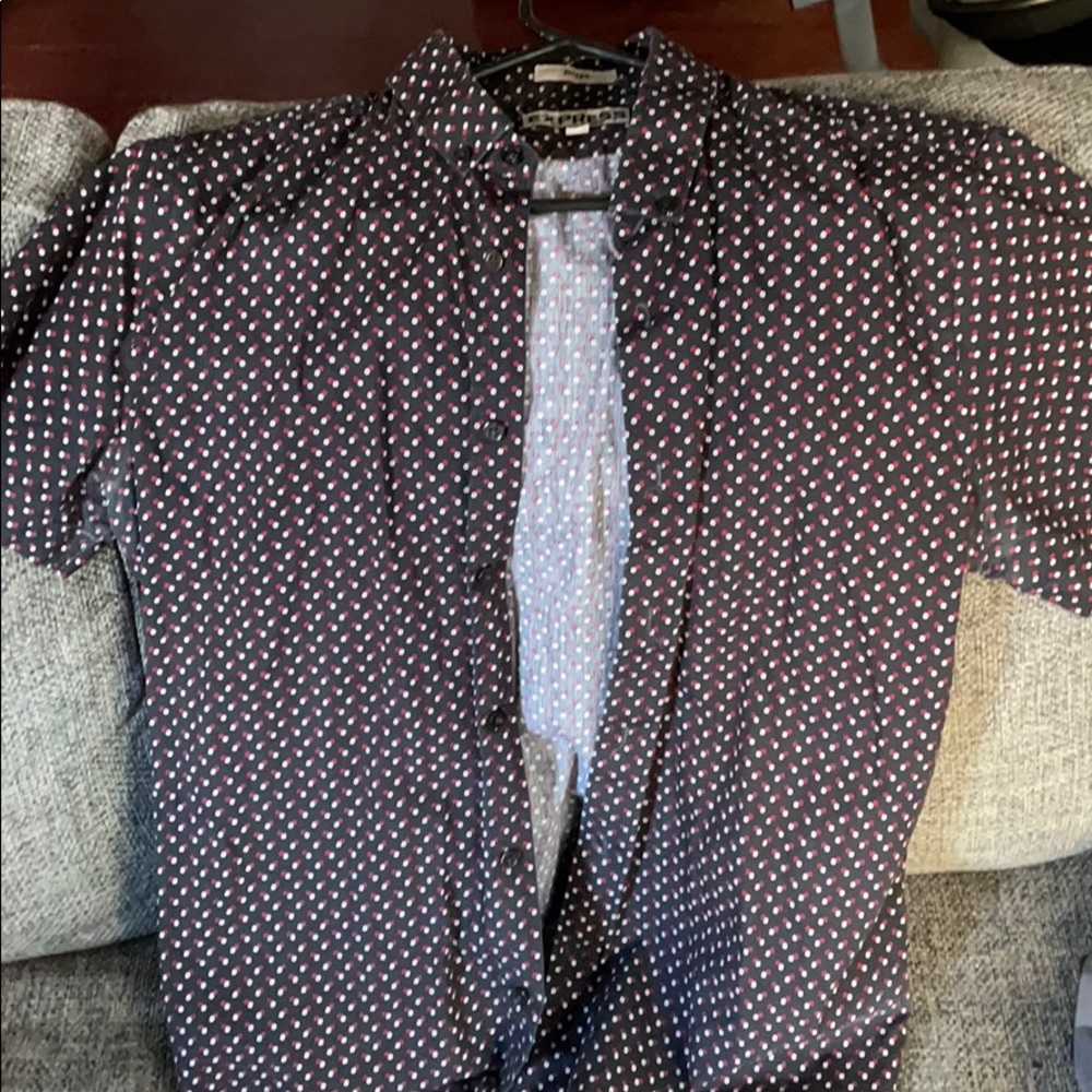 Express fitted button down short sleeve shirt